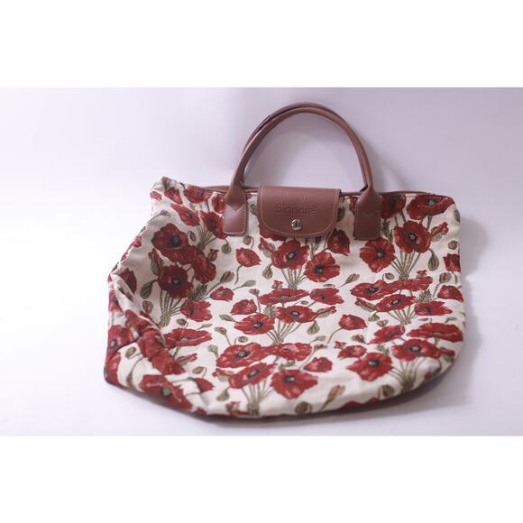 Tapestry, Embroidered, Signare, Poppies, Tote Bag, Red Flowers, Purse, Handbag, - Picture 1 of 4